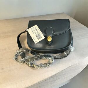 Vegan Leather Crossbody Bag • Navy • New with Mirror & Key Holder